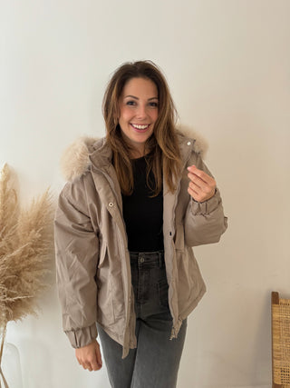 Taupe short winter jacket