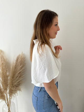 Pretty buttons white blouse