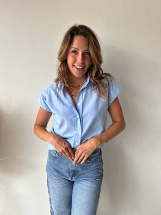 Blue sleeveless shirt