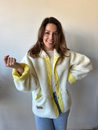 Yellow reversible teddy jacket
