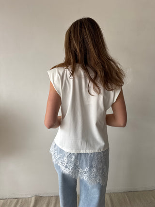 Lace details white top