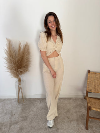 Beige linen two piece set