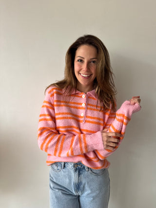 Soft striped pink orange knit