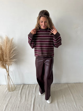 Burgundy leather pants