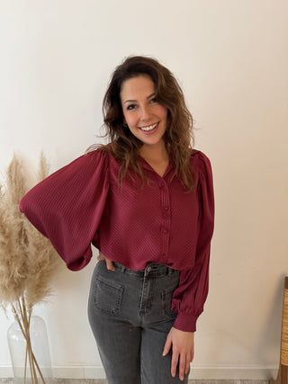 Wide sleeves burgundy blouse