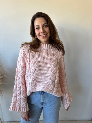 Pink cable knit