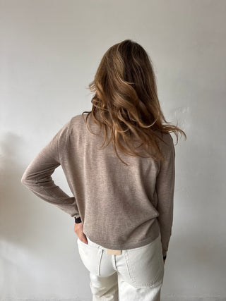 Brown detail taupe longsleeve