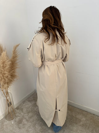Checked details beige trench
