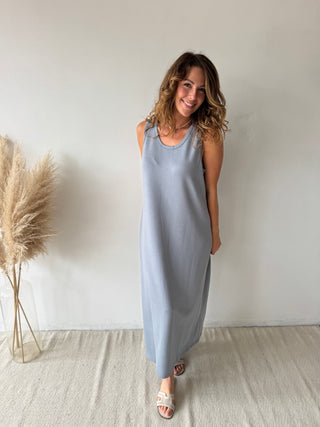 Grey blue soft dress