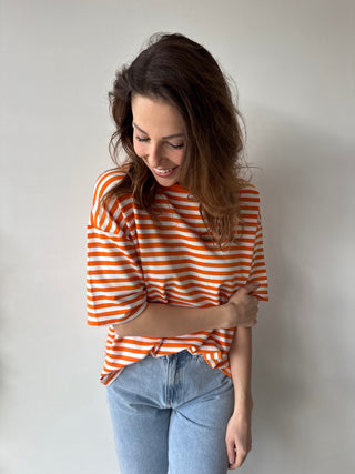 Orange striped t-shirt