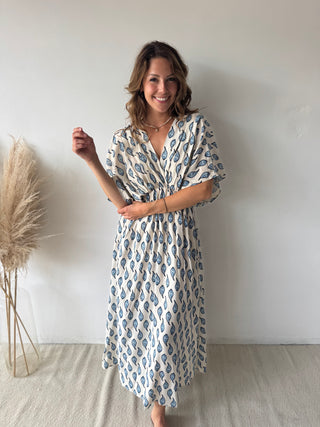 Blue leaves maxi dress