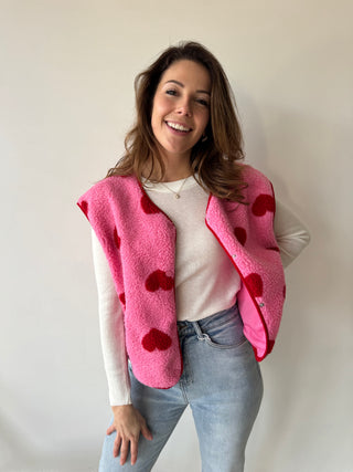 Red hearts fuchsia bodywarmer