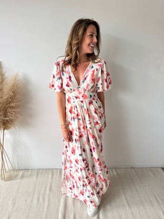 Peach green maxi dress