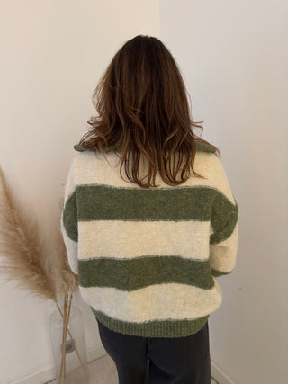 Soft green beige zipper knit