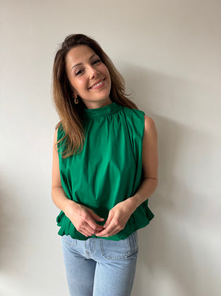 Green open back bow top