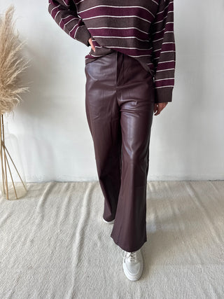 Burgundy leather pants