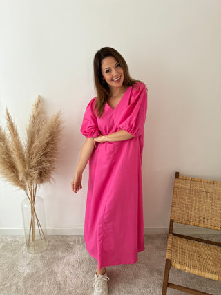 Fuchsia linen maxi dress