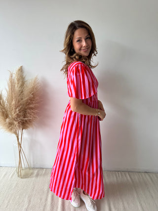 Pink fuchsia striped maxi dress