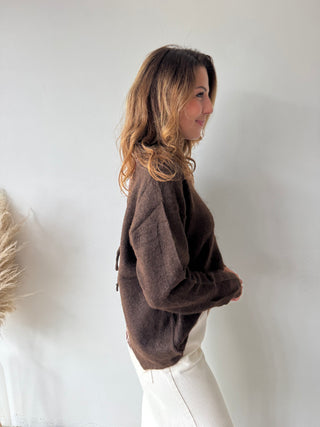 Leopard back detail brown knit