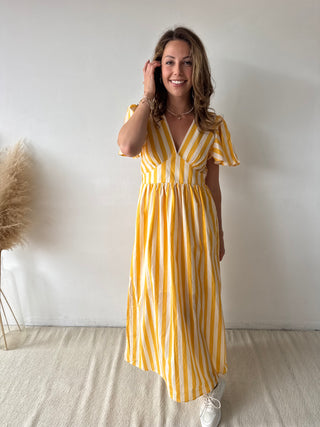 Yellow striped maxi dress