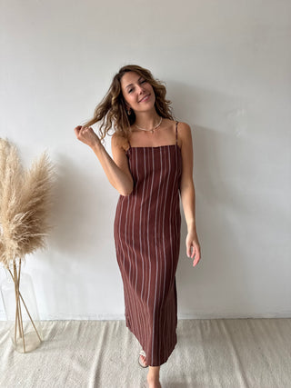 Brown stripes summer dress