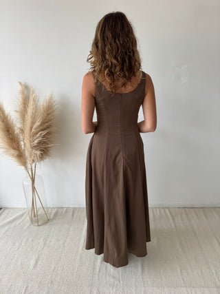 Brown flare maxi dress