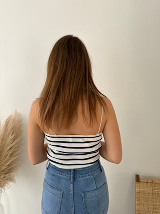 Navy stripes top