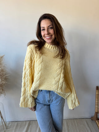 Yellow cable knit