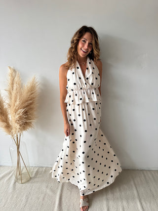 White polka dot set