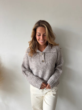 Collar soft taupe knit