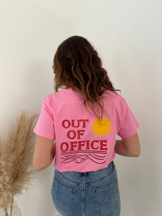 Out of office pink t-shirt
