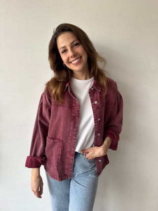 Burgundy denim jacket