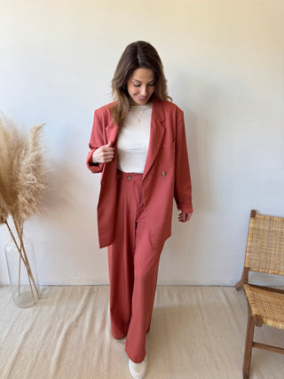 Terracotta flowy pants