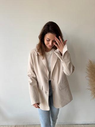 Beige open back blazer