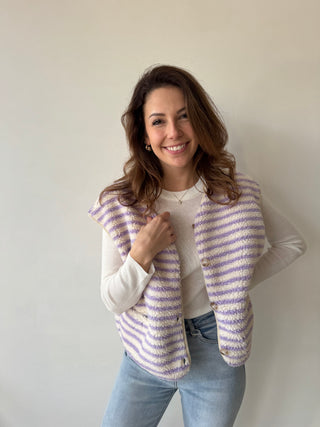 Lila striped teddy bodywarmer