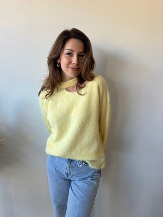 Yellow open back soft knit