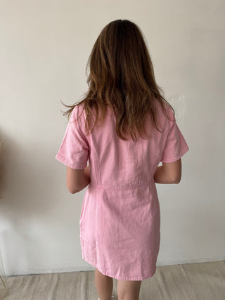 Pink denim summer dress