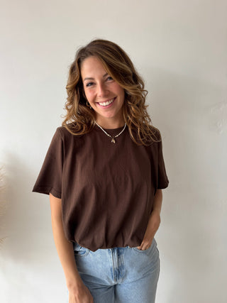 Brown elastic top