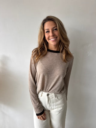 Brown detail taupe longsleeve