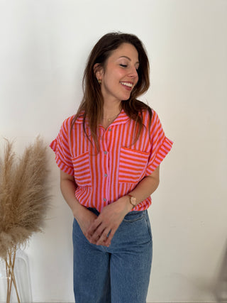 Pink orange fuchsia tetra blouse
