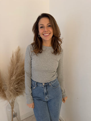 Basic light grey ribbed top