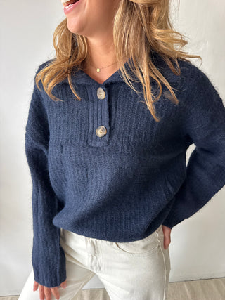 Collar soft navy knit