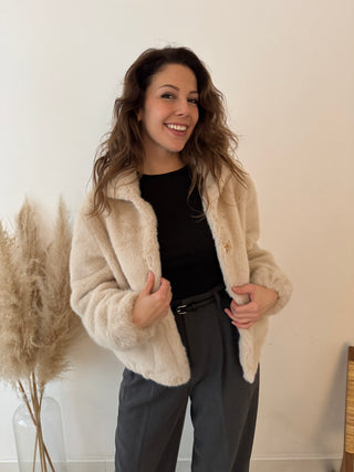 Faux fur beige soft jacket