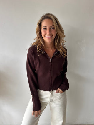 Brown zipper knit