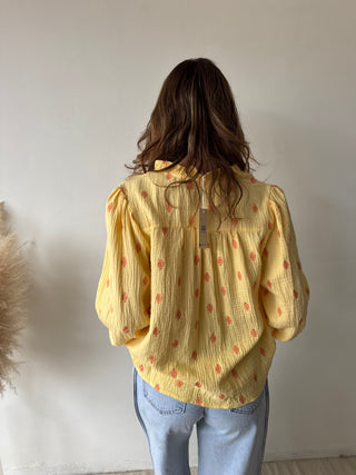 Orange leaves yellow tetra blouse