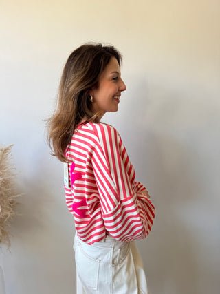 Pink mommy striped sweater