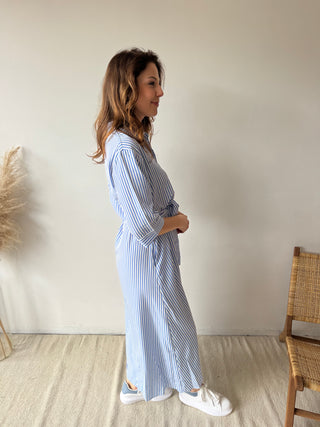 Blue striped maxi dress