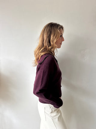 Burgundy zipper knit