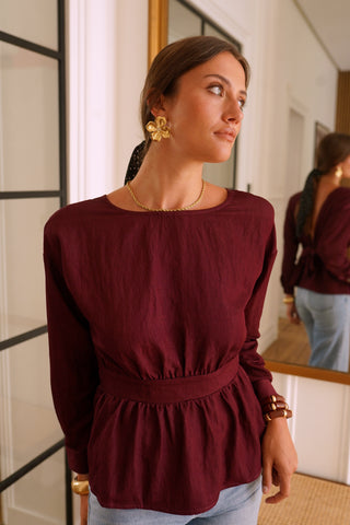 Burgundy knot back top