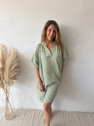 Green vichy dress